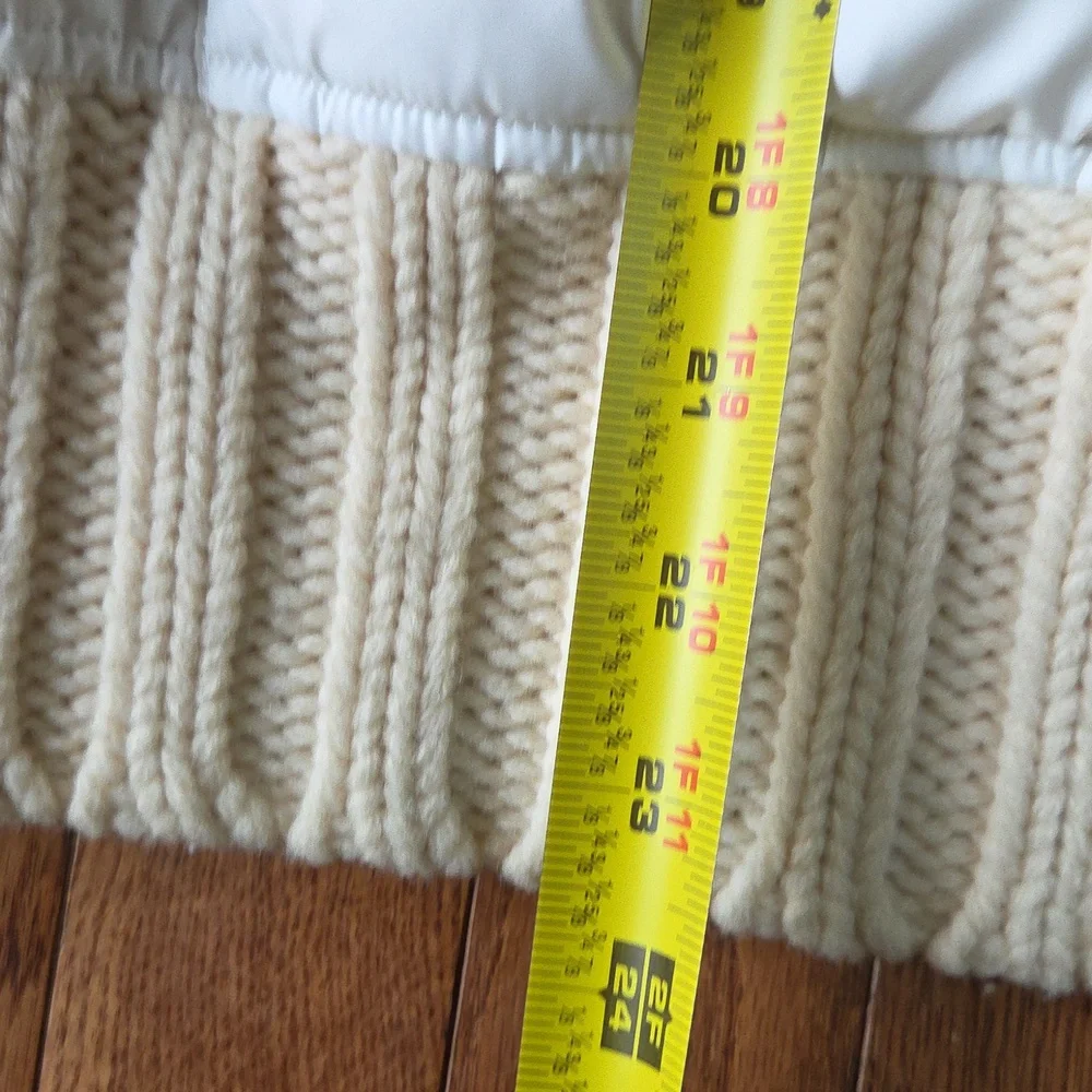 Polo Ralph Lauren Mixed Media Puffer Jacket Cable Knit Cream XL